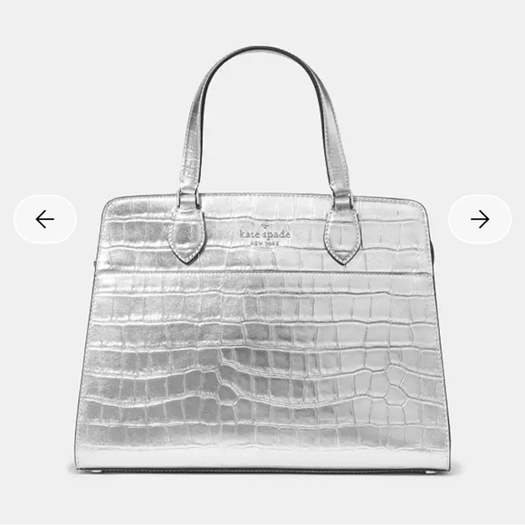 kate spade Handbags - Kate Spade Silver Croc-Embossed Tote Bag